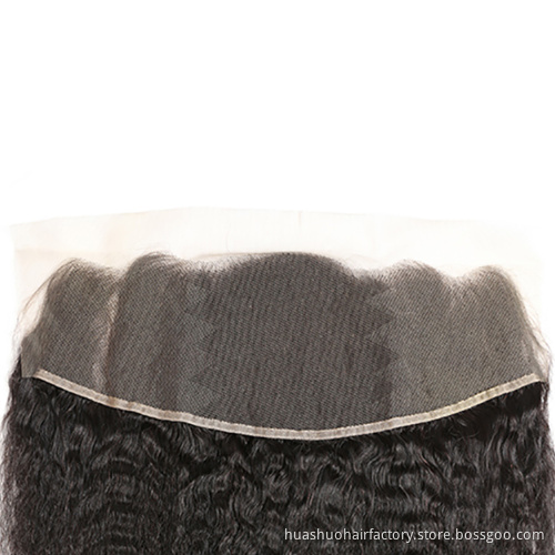 huashuo Highest Discounts Brazilian Unprocessed Virgin Hair Light Italian Short Yaki Kinky Straight Hair Silk Lace Frontal